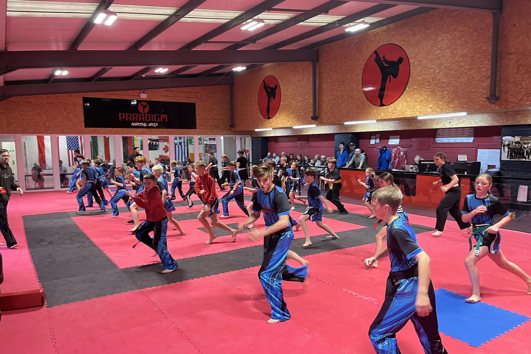 The Paradigm training floor mid-session, with the whole junior class working